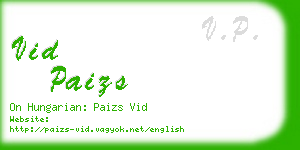 vid paizs business card